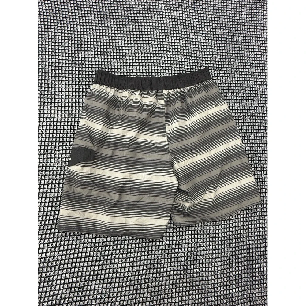 Adidas Board Shorts Mens XL Black Grey Excellent Striped Mesh Lined‎ Swim Trunks